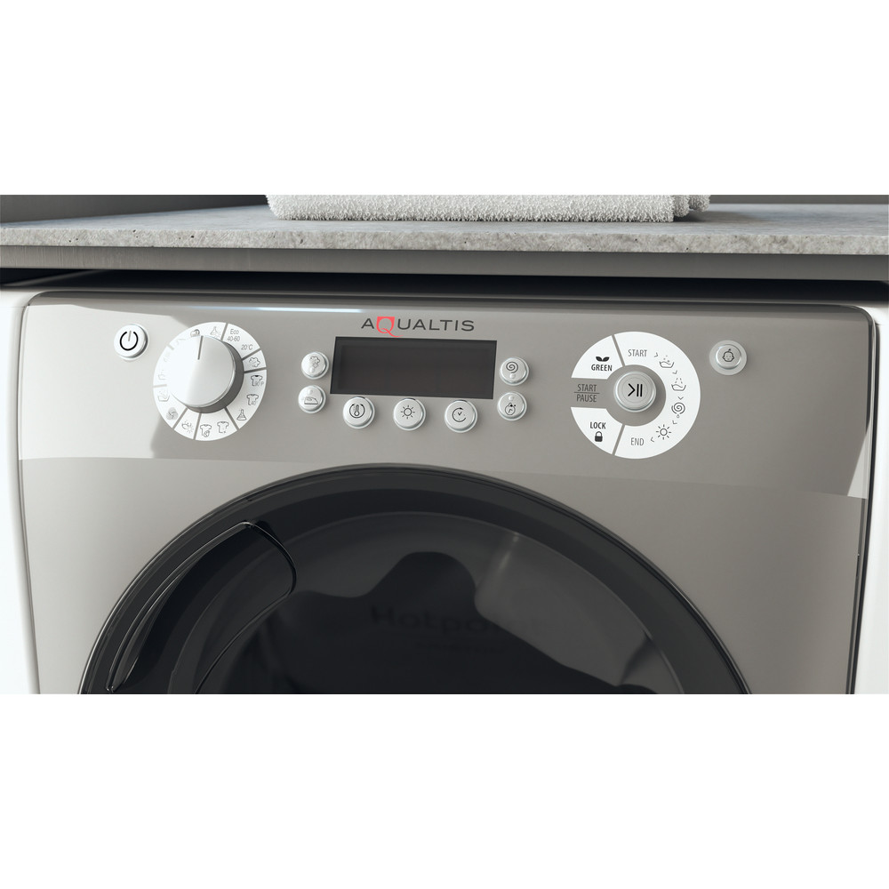 Hotpoint_Ariston Maşină de spălat rufe cu uscător Neincorporabil AQD972F 697 EU N Alb Încărcare frontală Lifestyle control panel