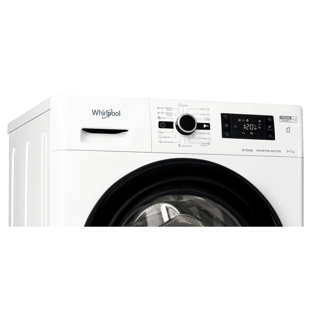 Whirlpool Mosó-szárító Szabadonálló FWDG 971682 WBV EE N Fehér Elöltöltős Control panel