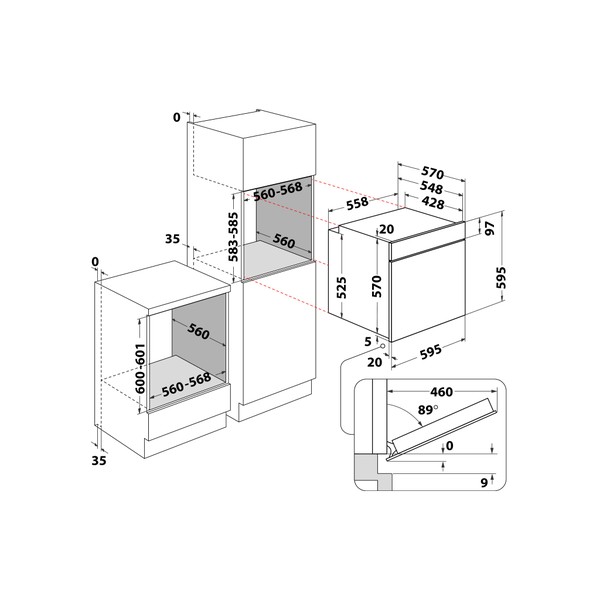 Indesit Cepeškrāsns Iebūvējams IO K55C B Elektriskā A Technical drawing