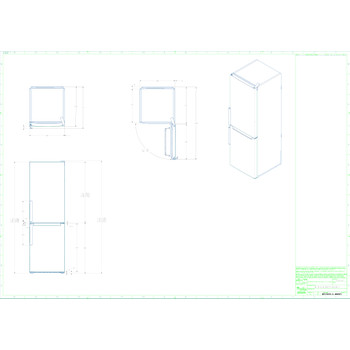 Whirlpool Hűtő/fagyasztó kombináció Szabadonálló W7 821O OX Optic Inox 2 doors Technical drawing