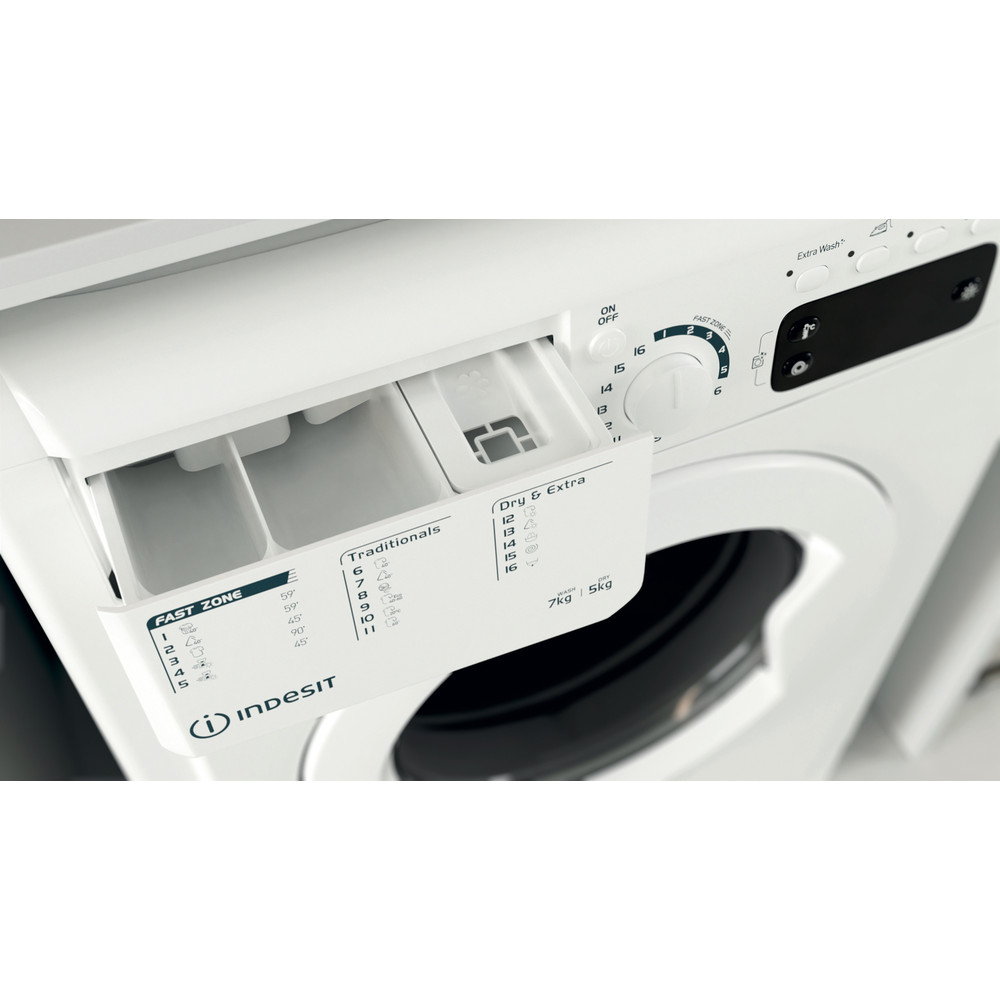 Indesit Tvättmaskin med torktumlare Fristående EWDE 751451 W EU N White Front loader Drawer