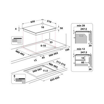 Whirlpool Varná deska WF S8865 NE Černá Induction vitroceramic Technical drawing