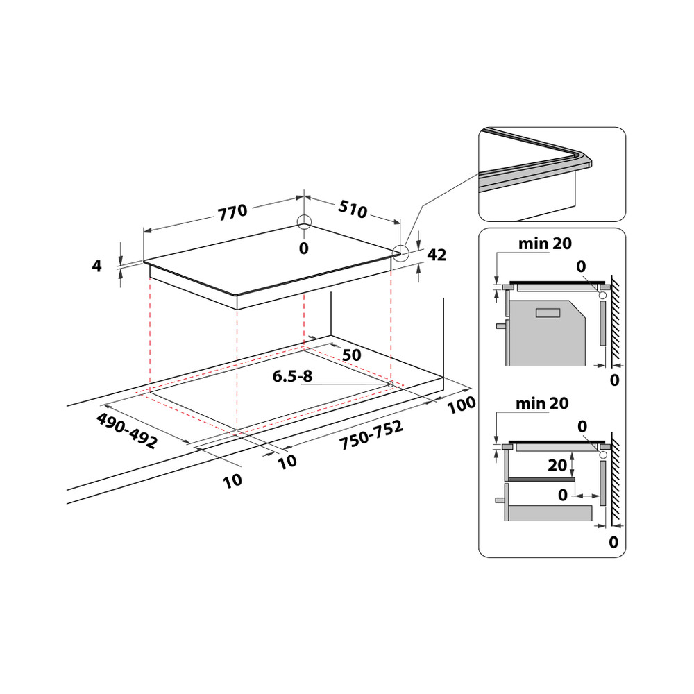 Bauknecht Kochfelder CTAR 8743/2 IN Schwarz Radiant vitroceramic Technical drawing