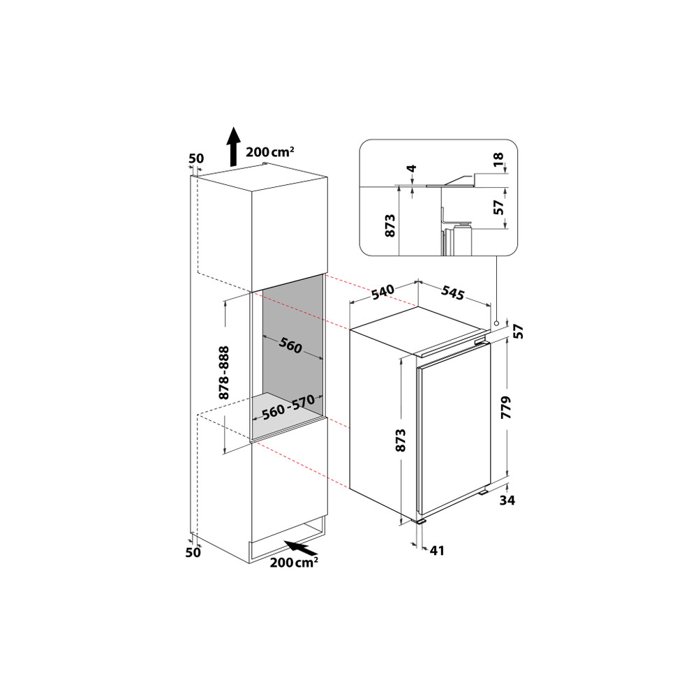 Whirlpool Koelkast Inbouw ARG 90712 N.v.t. Technical drawing