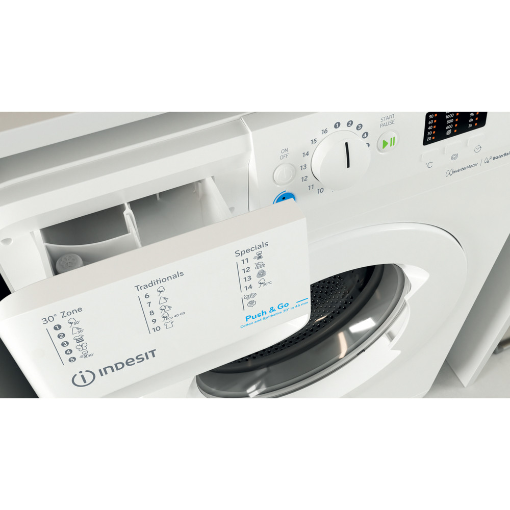 Indesit Πλυντήριο ρούχων Ελεύθερο BWSA 61294 W EU N Λευκό Front loader C Drawer