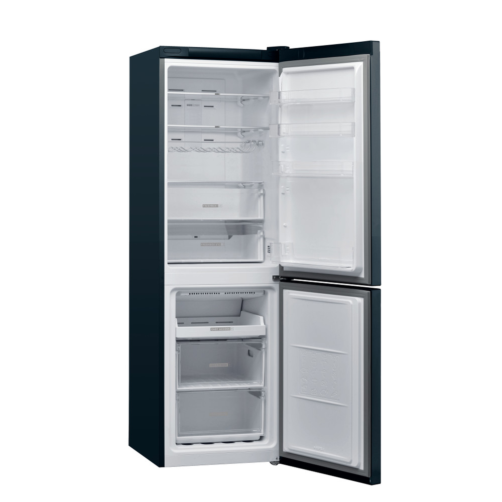 Whirlpool Hűtő/fagyasztó kombináció Szabadonálló W7 821O K Fekete 2 doors Perspective open