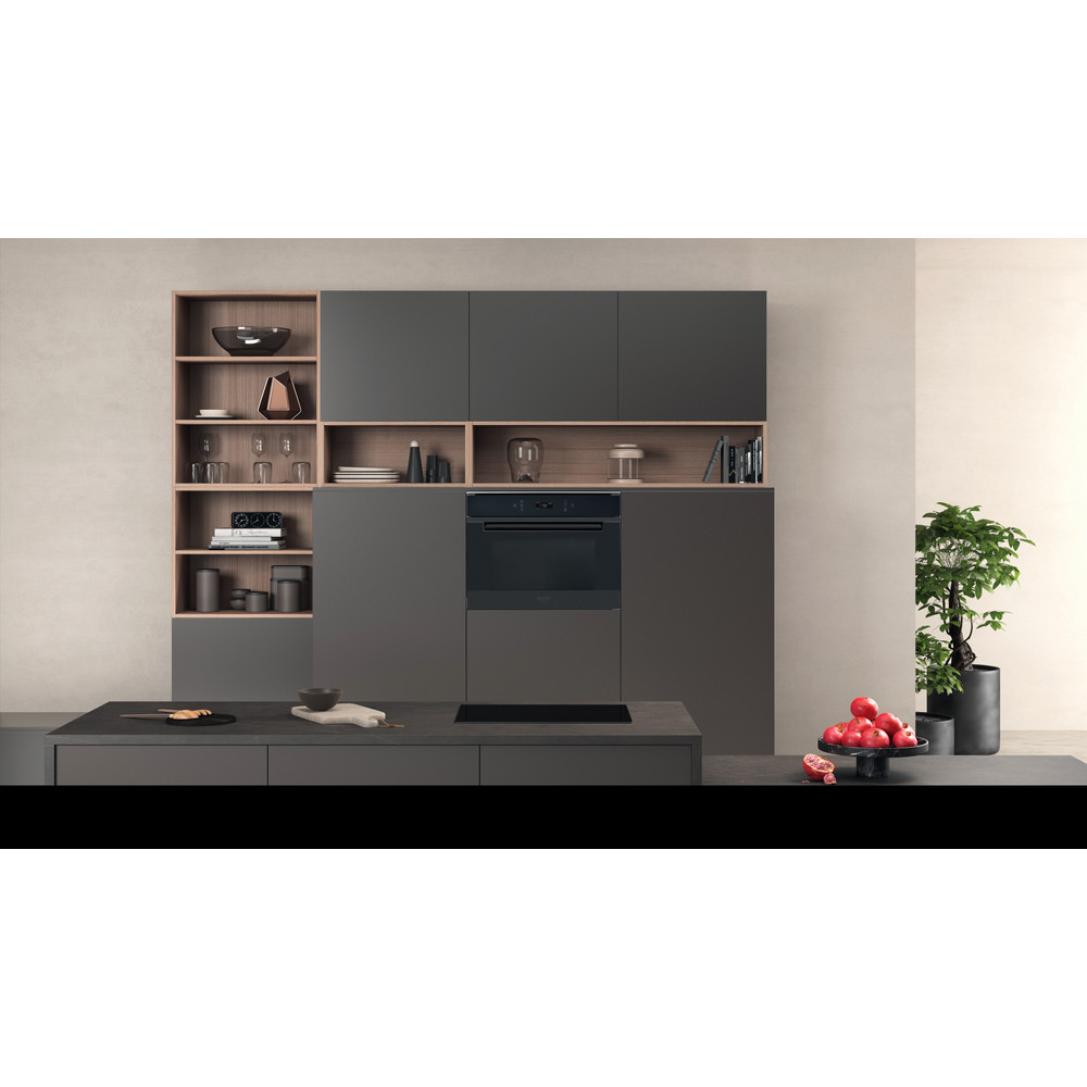 Hotpoint_Ariston Microunde Încorporabil MP 776 BMI HA Black Anodized Electronic 40 Microunde-Combi 900 Lifestyle frontal