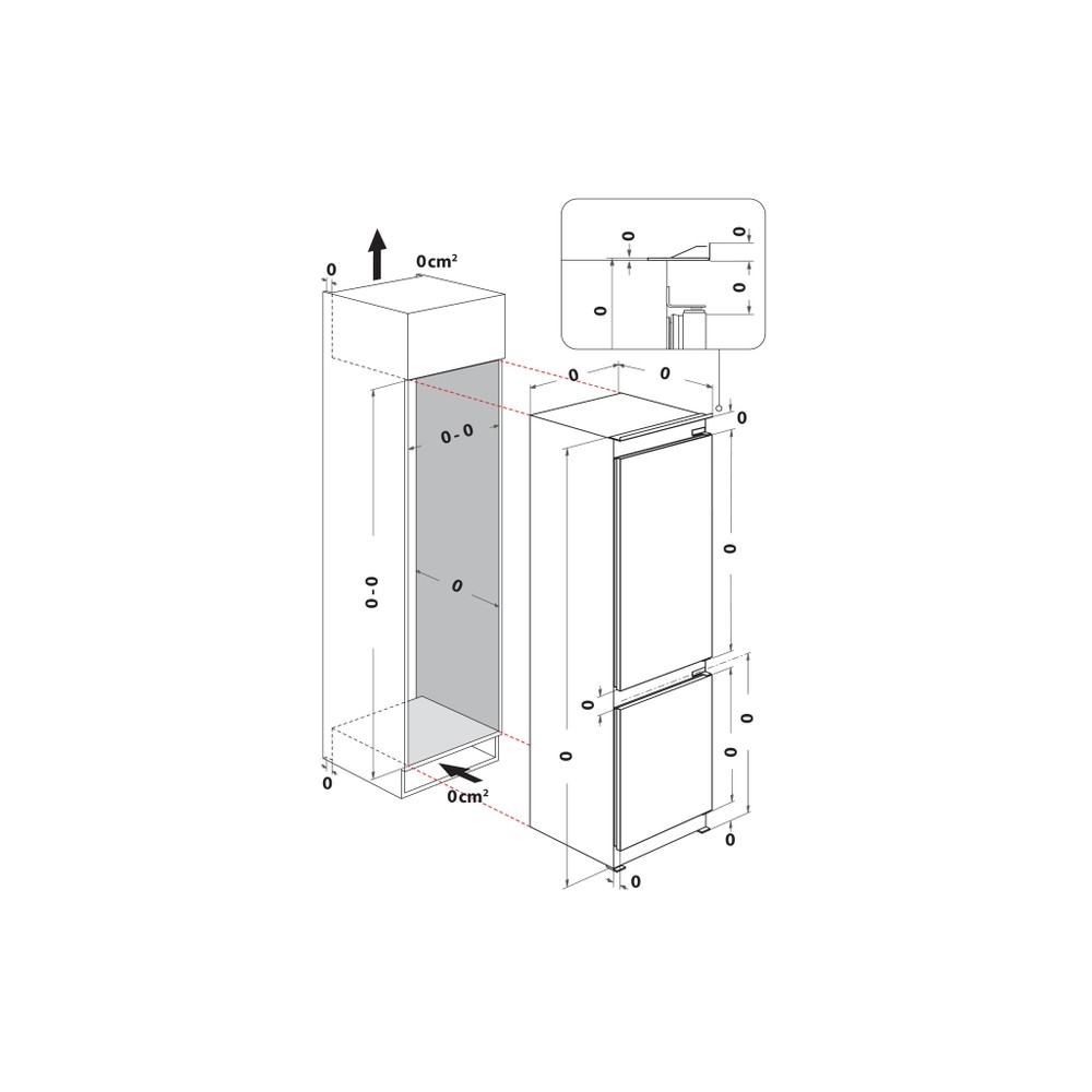 Whirlpool Racitor-congelator combinat Încorporabil WHK2 5293 B5E1 Zinc Metal 2 doors Technical drawing
