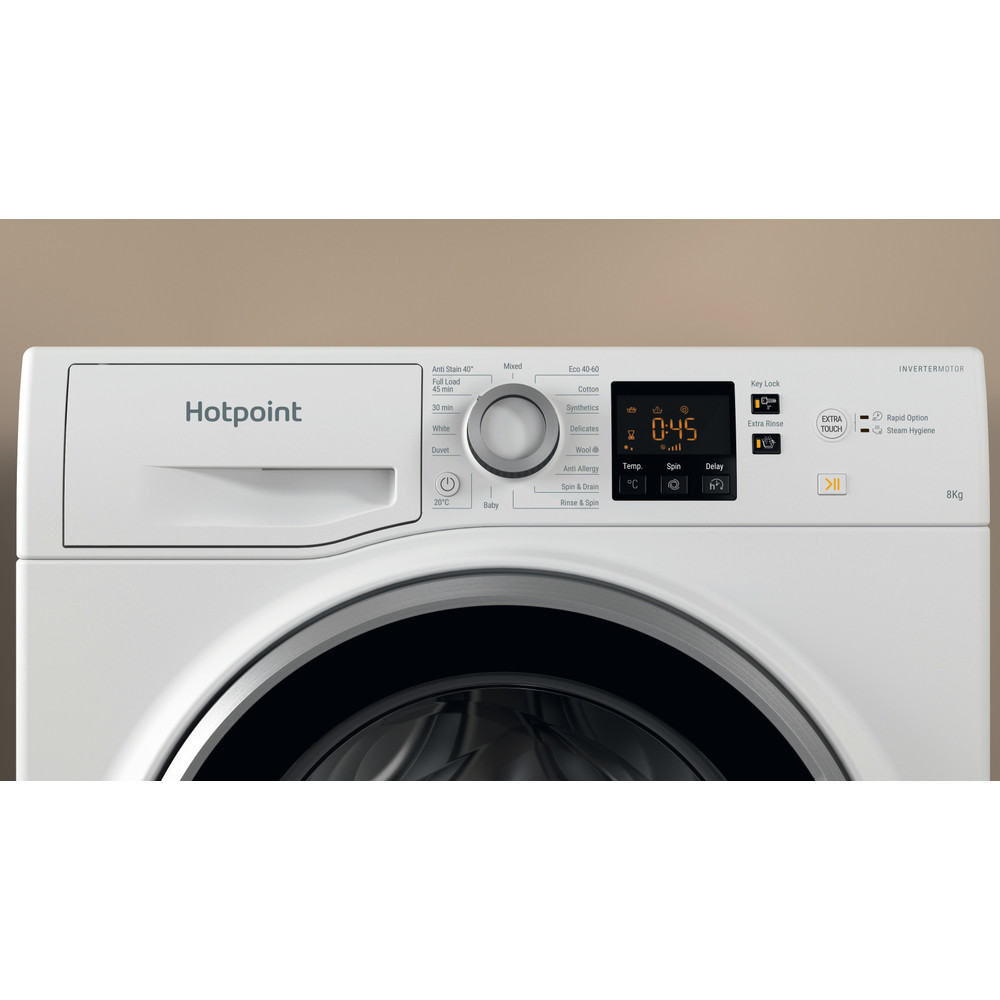 Hotpoint Washing machine Free-standing NSWE 846 WS UK White Front loader A Control panel