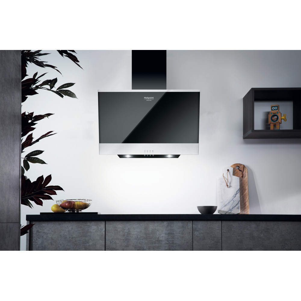 Hotpoint_Ariston Hotte Encastrable HHVP 6.6F LM K Noir Mural Electronique Lifestyle frontal
