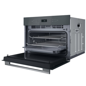 Whirlpool Microondas Encastre WCW7O7HTSSG Stardust grey glossy Electrónico 53 MW-Combi 950 Perspective open