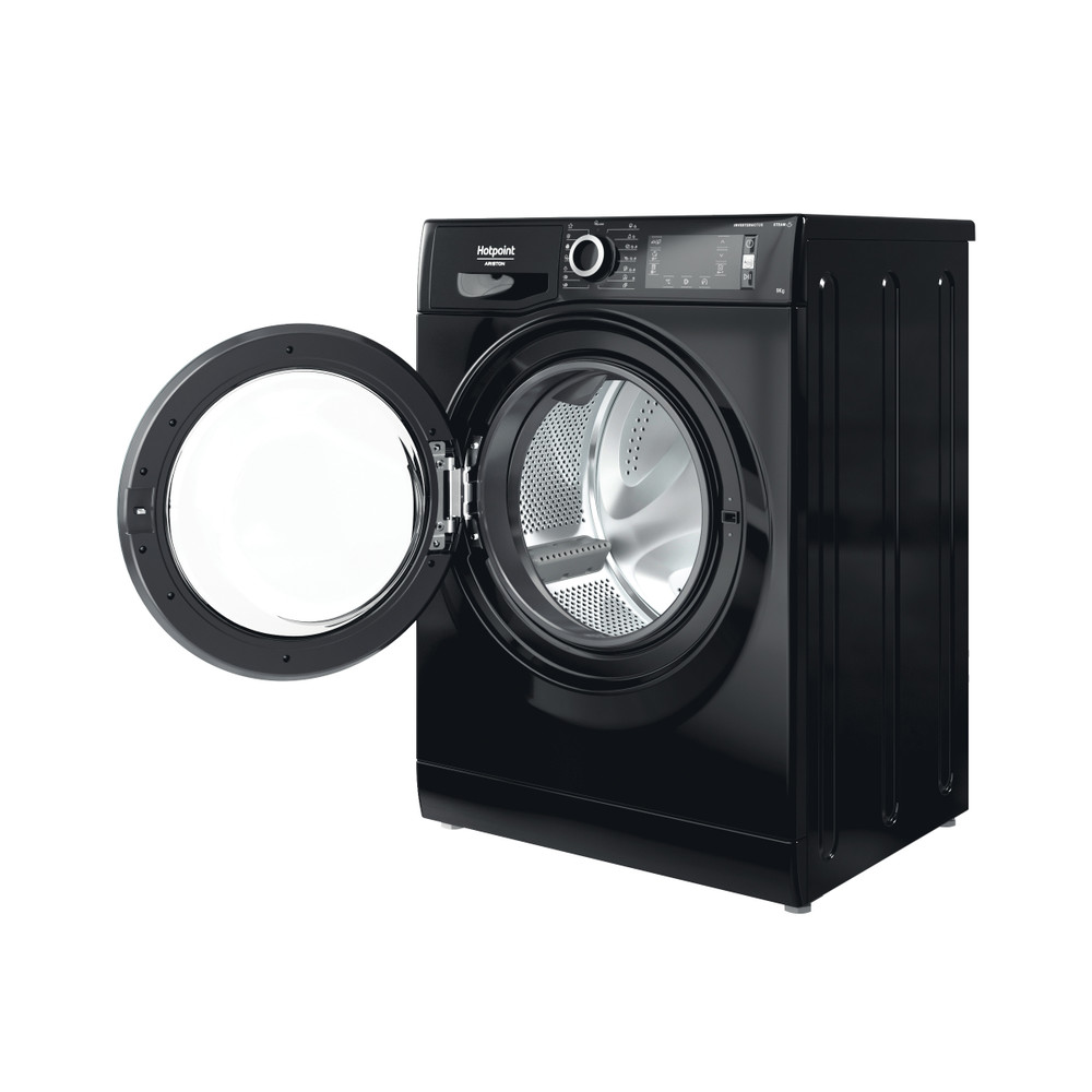 Hotpoint_Ariston Maşină de spălat rufe Neincorporabil NLCD 945 BS A EU N Negru Încărcare frontală B Perspective open