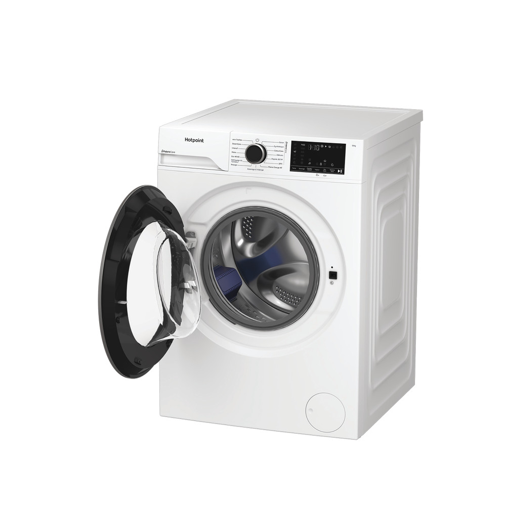 Hotpoint Lave-linge Pose-libre HB 123 CARE FR Blanc Lave-linge frontal A Perspective open