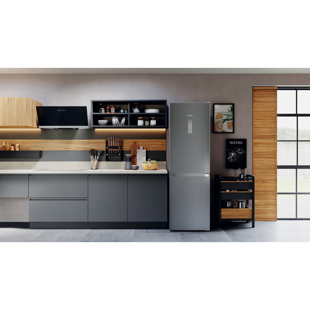 Hotpoint Fridge-Freezer Combination Free-standing H5X 82O SX Saturn Steel 2 doors Lifestyle frontal