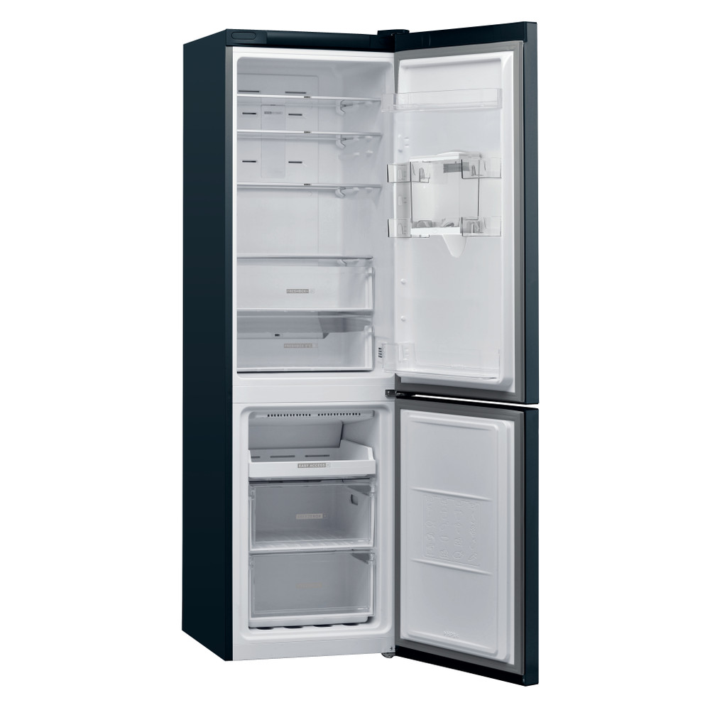 Whirlpool Hűtő/fagyasztó kombináció Szabadonálló W7 921O K AQUA Fekete 2 doors Perspective open