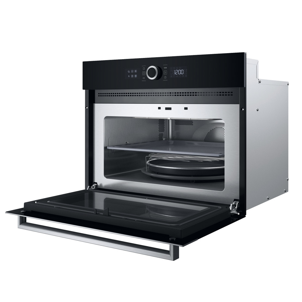 Hotpoint Microwave Built-in HMW57HMXUK Inox Electronic 40 MW-Combi 900 Perspective open