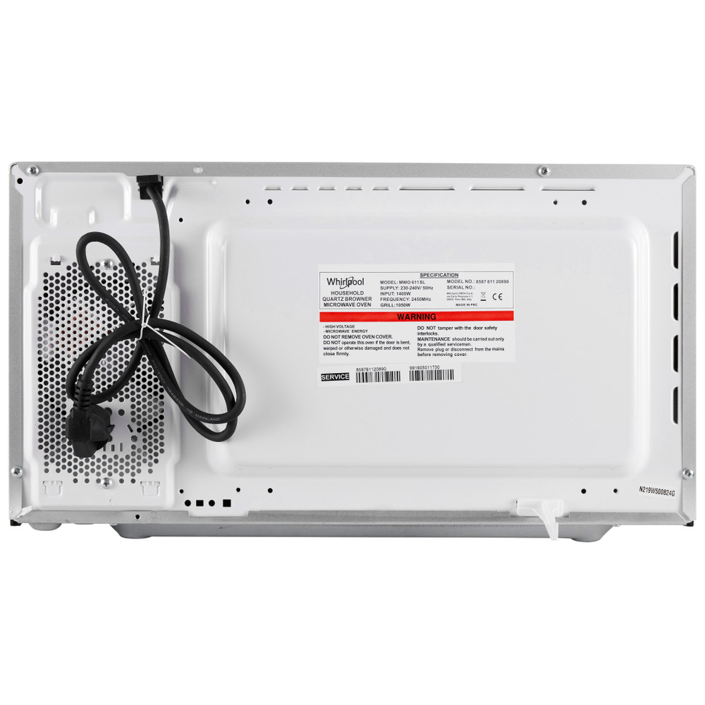 Whirlpool Four à micro-ondes Pose-libre MWO 611 SL Argent Électronique 30 Micro-ondes + gril 850 Back / Lateral