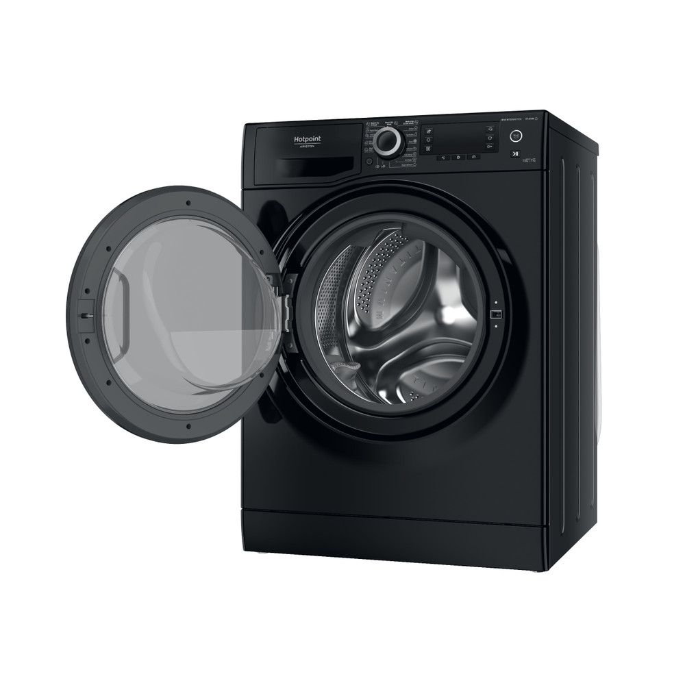 Hotpoint_Ariston Pesumasin-kuivati Vabaltseisev NDD 11725 BDA EE Must Eestlaetav Perspective open
