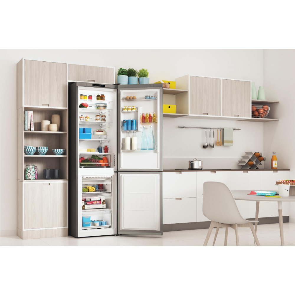 Indesit Kombinacija hladnjaka/zamrzivača Samostojeći INFC9 TI22X Inox 2 doors Lifestyle perspective open