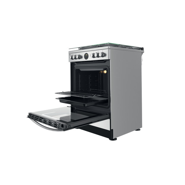 „Indesit“ Viryklė IS67G8CHX/E/1 Nerūdijančio plieno Dujinė Perspective open