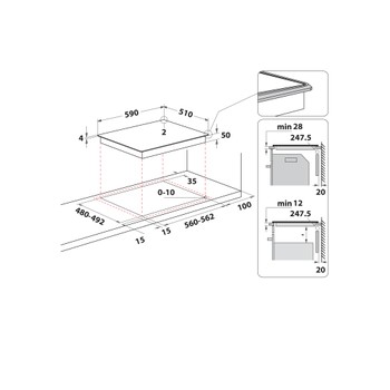 Whirlpool Koketopp WB B3960 BF Svart Induction vitroceramic Technical drawing