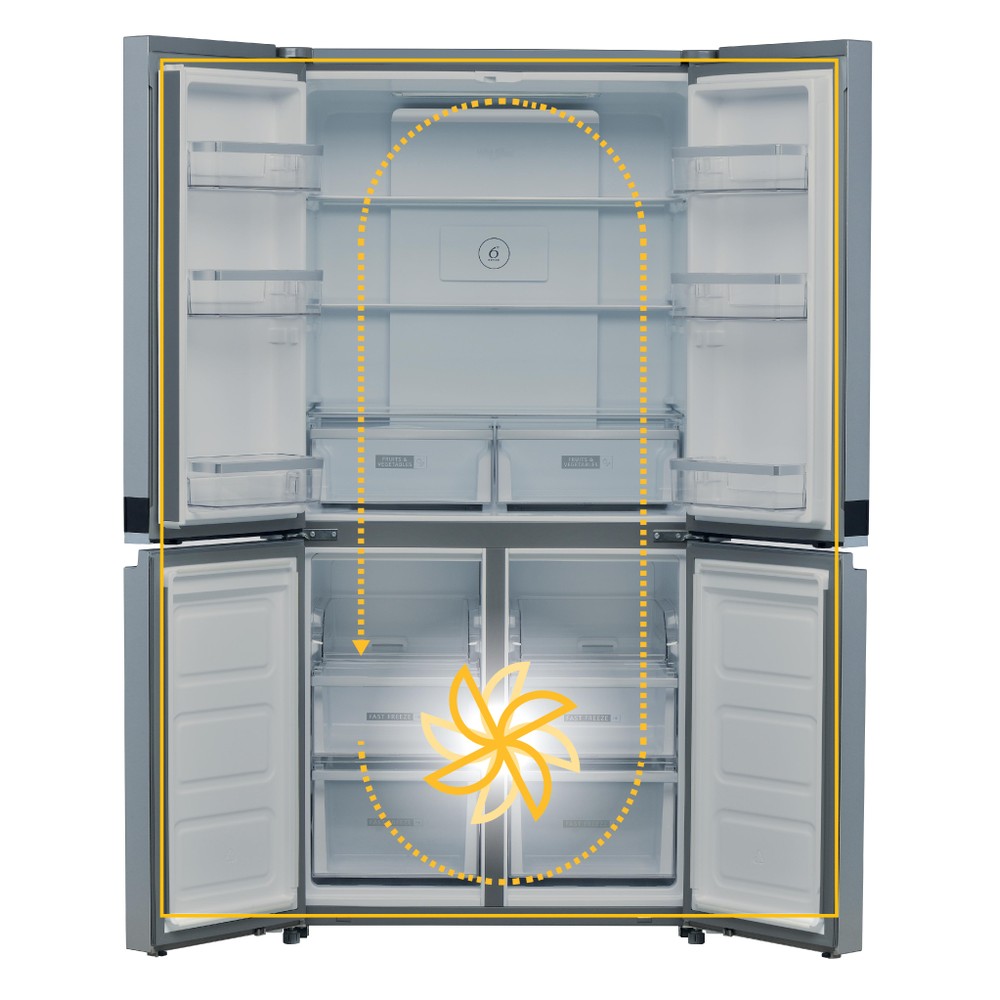 Whirlpool Side-by-Side Libre instalación WQ9 E1L Inox Look Frontal open