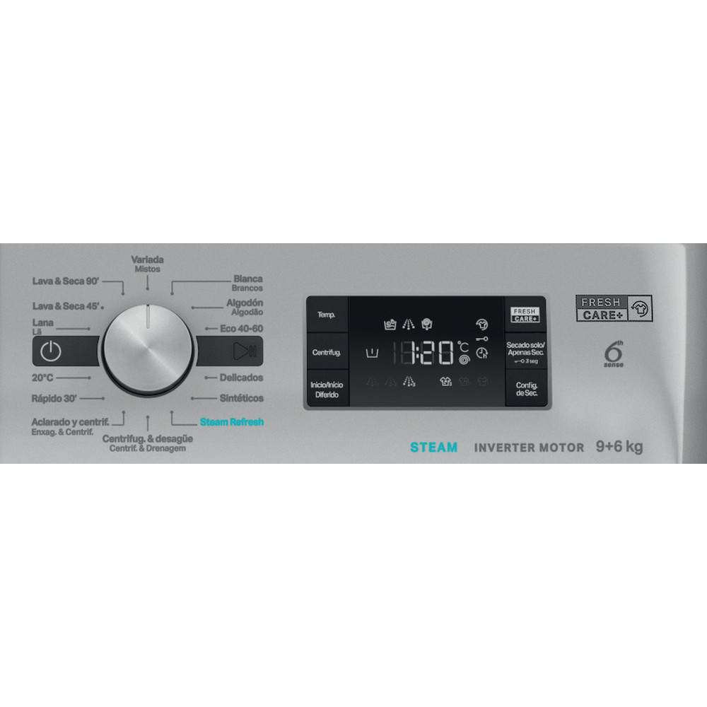Whirlpool Máquina de lavar e secar roupa Livre Instalação FFWDB 964489 SBV SPT Prata Carga Frontal Program