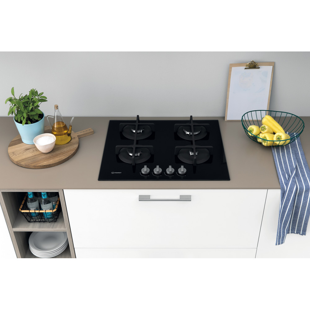 Indesit Μονάδα εστιών ING 61T/BK Μαύρο Αερίου Lifestyle frontal top down