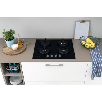 Indesit Placa ING 61T/BK Preto Gás Lifestyle frontal top down