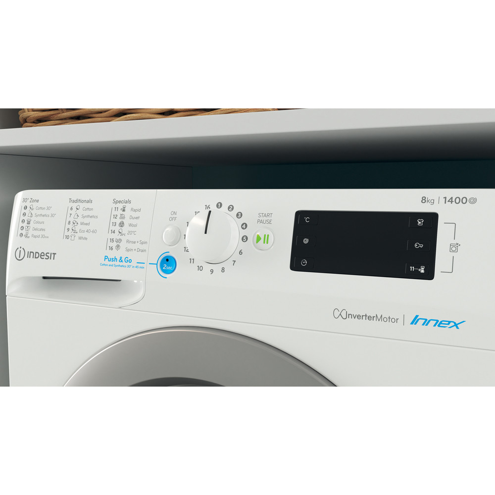 Indesit Perilica za rublje Samostojeći BWE 81484X WS EE N Bijela Prednje punjenje C Lifestyle control panel