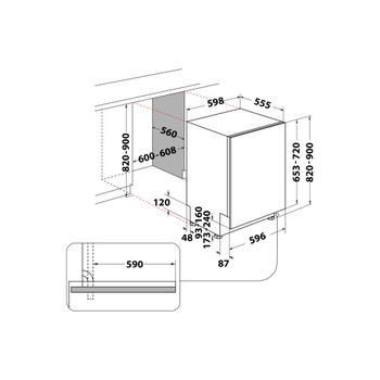 Whirlpool Perilica posuđa Ugradbeni WI 3010 Full-integrated F Technical drawing