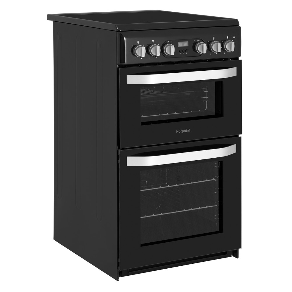 Hotpoint Double Cooker HD5V93CCB/UK White A Enamelled Sheetmetal Perspective