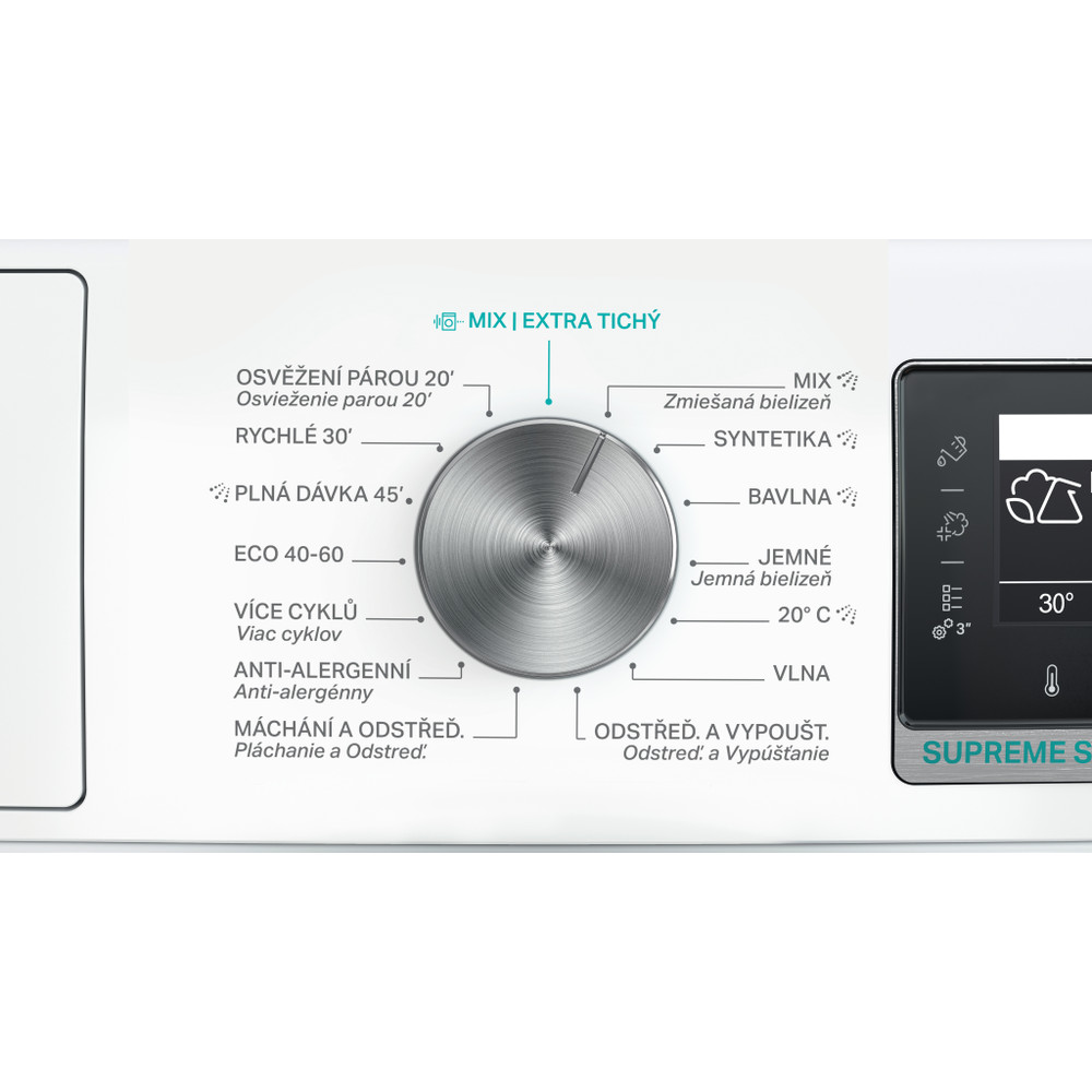 Whirlpool Pračka Volně stojící W8 99AD SILENCE CS Bílá Předem plněná A Control panel
