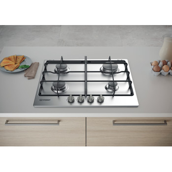 Indesit Placa THP 642 IX/I Inox Gás Lifestyle frontal top down