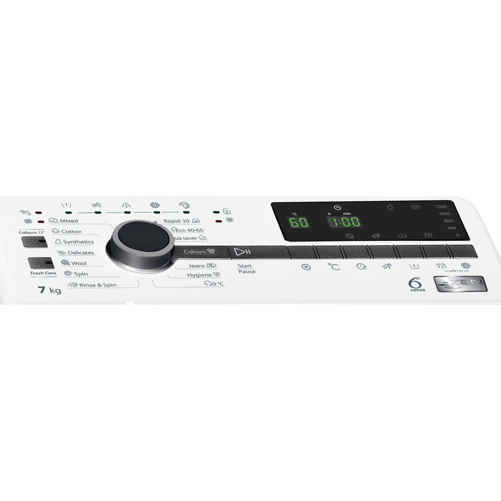 Whirlpool Lavadora Libre instalación TDLR 7222BS NX/N Blanco Carga superior E Control panel