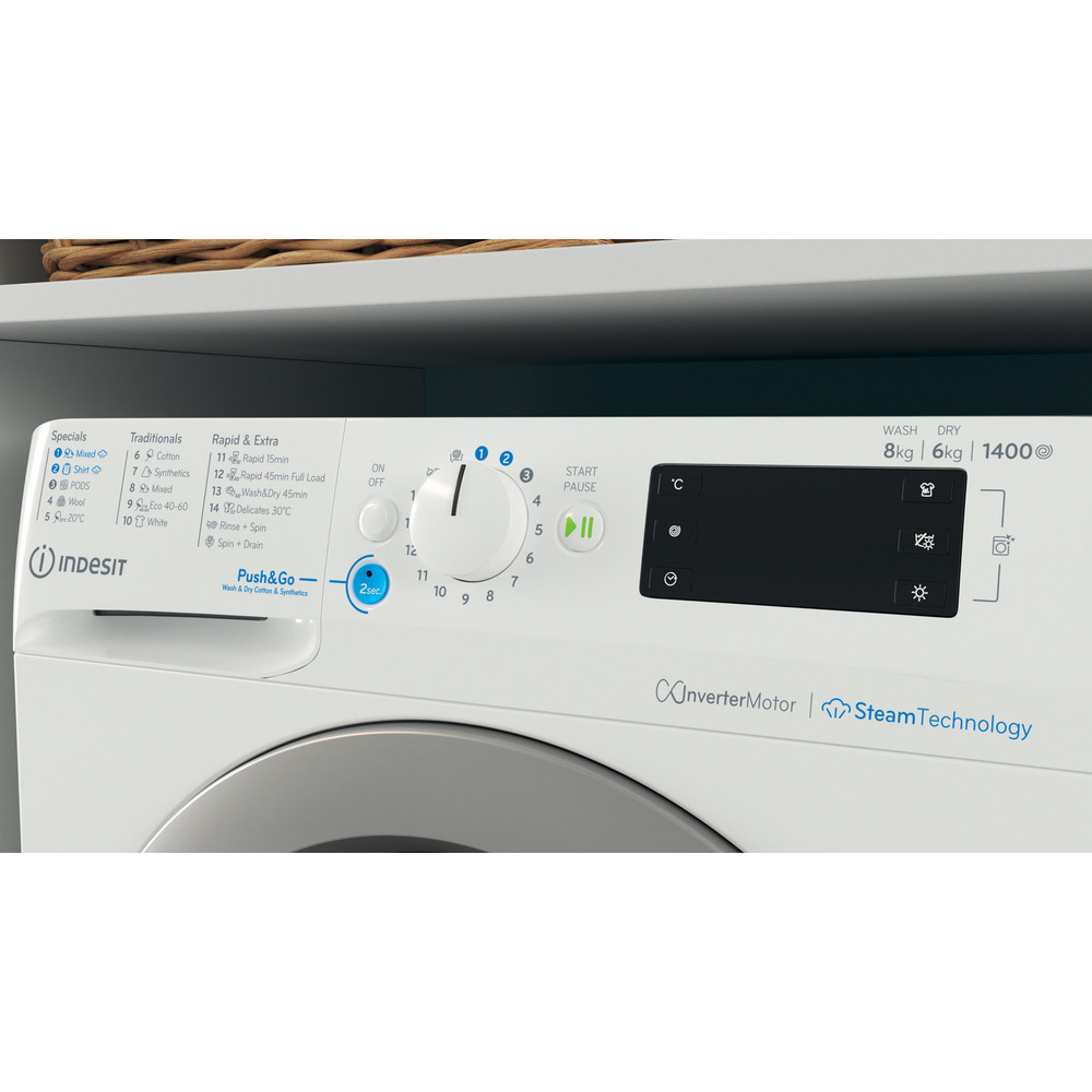 Indesit Πλυντήριο-στεγνωτήριο Ελεύθερο BDE 86436 WSV EE Λευκό Front loader Control panel