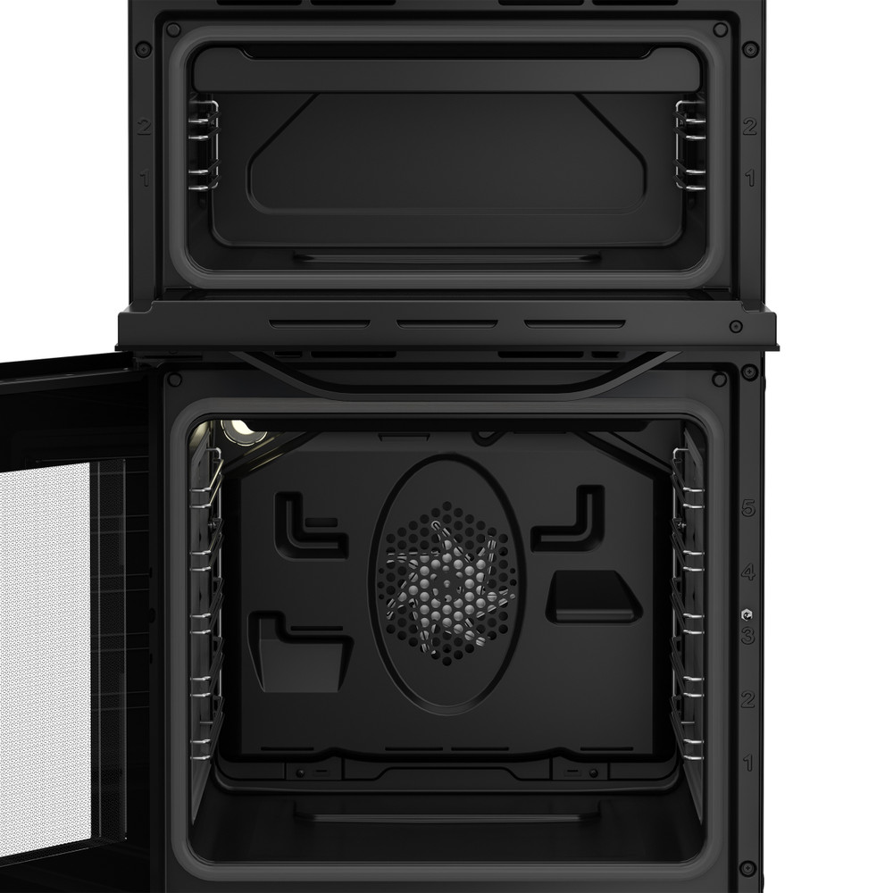 Hotpoint Double Cooker HTE5VCB Black A Vitroceramic Frontal open