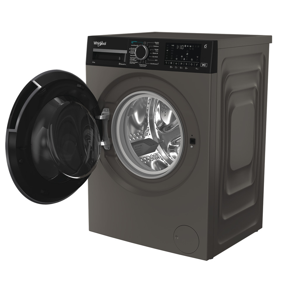 Whirlpool Lavadora secadora Libre instalación WAD 9636G SPT Manhattan Grey Cargador frontal Perspective open