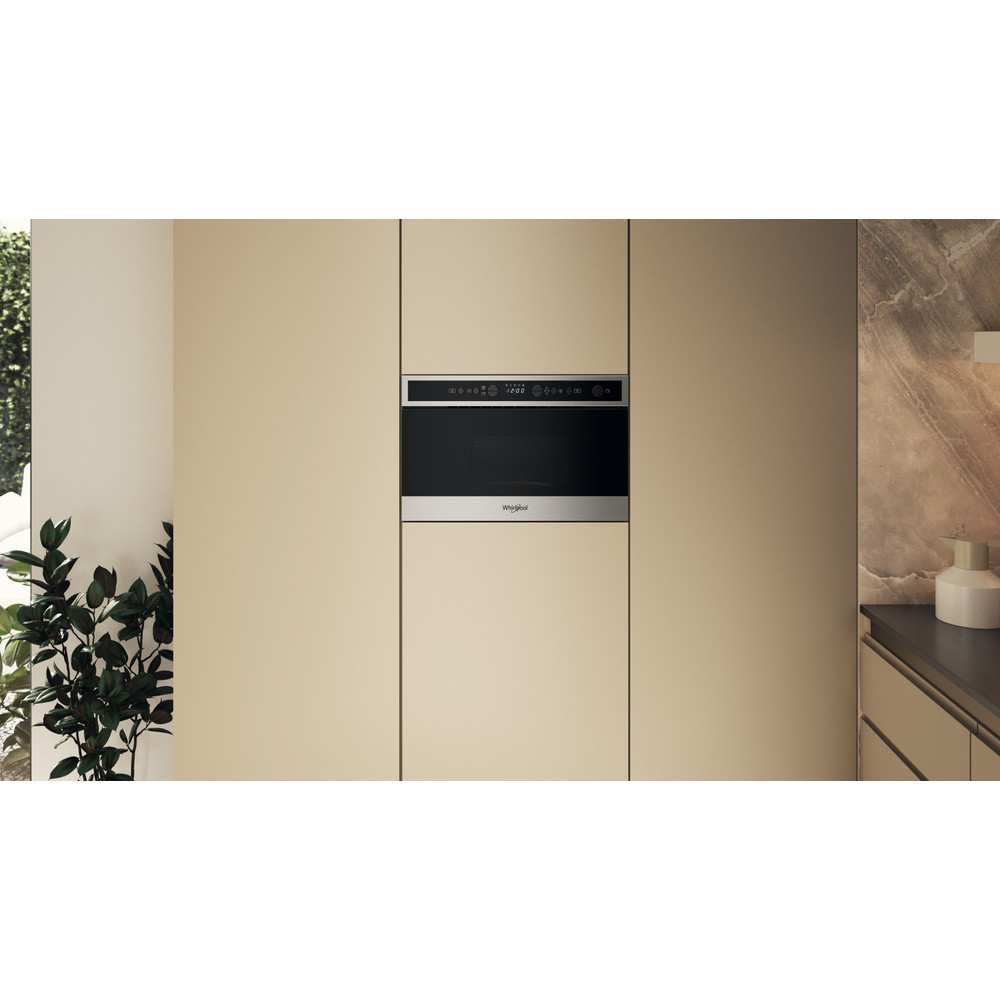 Whirlpool Micro-ondas Encastre WMN4I4BX Aço inoxidável Eletrónico 22 MO + Função Grill 750 Lifestyle frontal