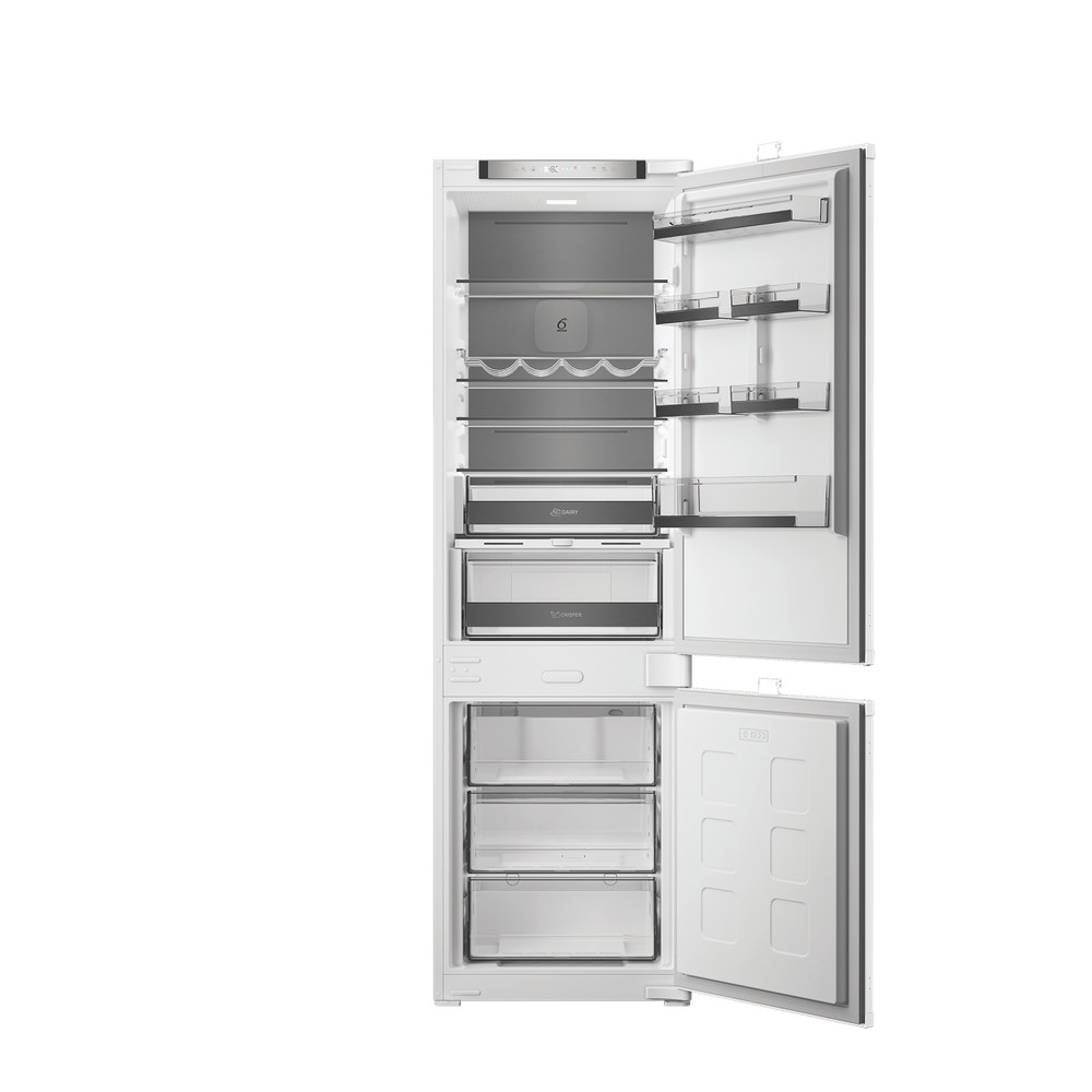 Whirlpool Kombinovaná chladnička s mrazničkou Vestavné WHK2 5293 B5E1 Zinc Metal 2 doors Frontal open