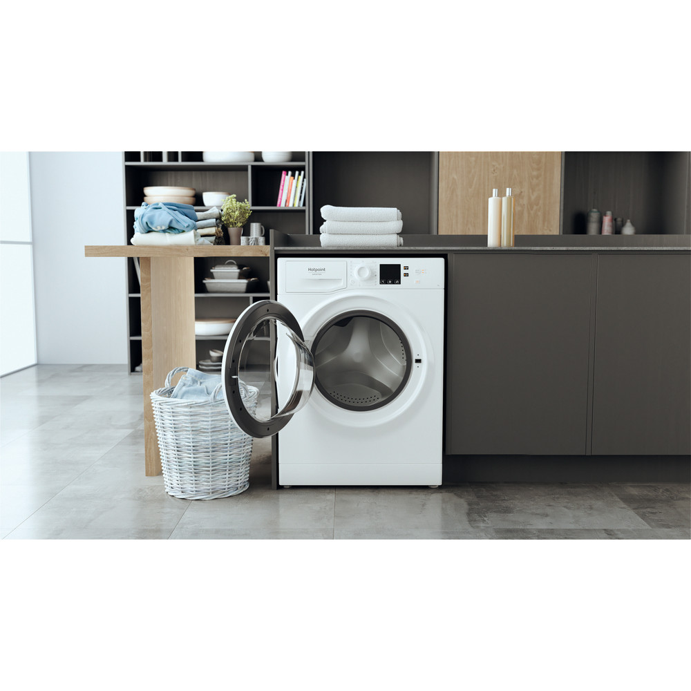 Hotpoint_Ariston Maşină de spălat rufe Neincorporabil NS702U W EU N Alb Încărcare frontală E Lifestyle frontal open