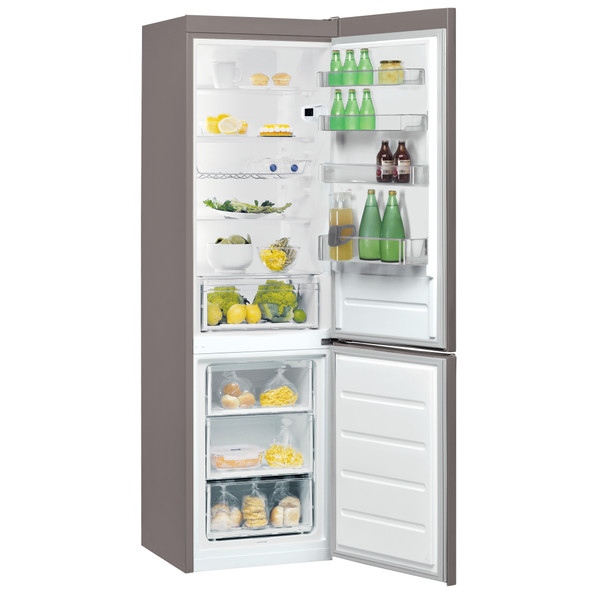 „Indesit“ Šaldytuvo / šaldiklio kombinacija Laisvai pastatoma LI9 S2E X Nerūdijančio plieno 2 doors Perspective open