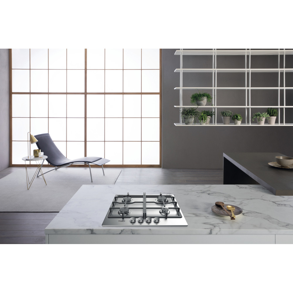 Whirlpool Kookplaat TGML 660 IX NL Rvs Gas Lifestyle frontal top down