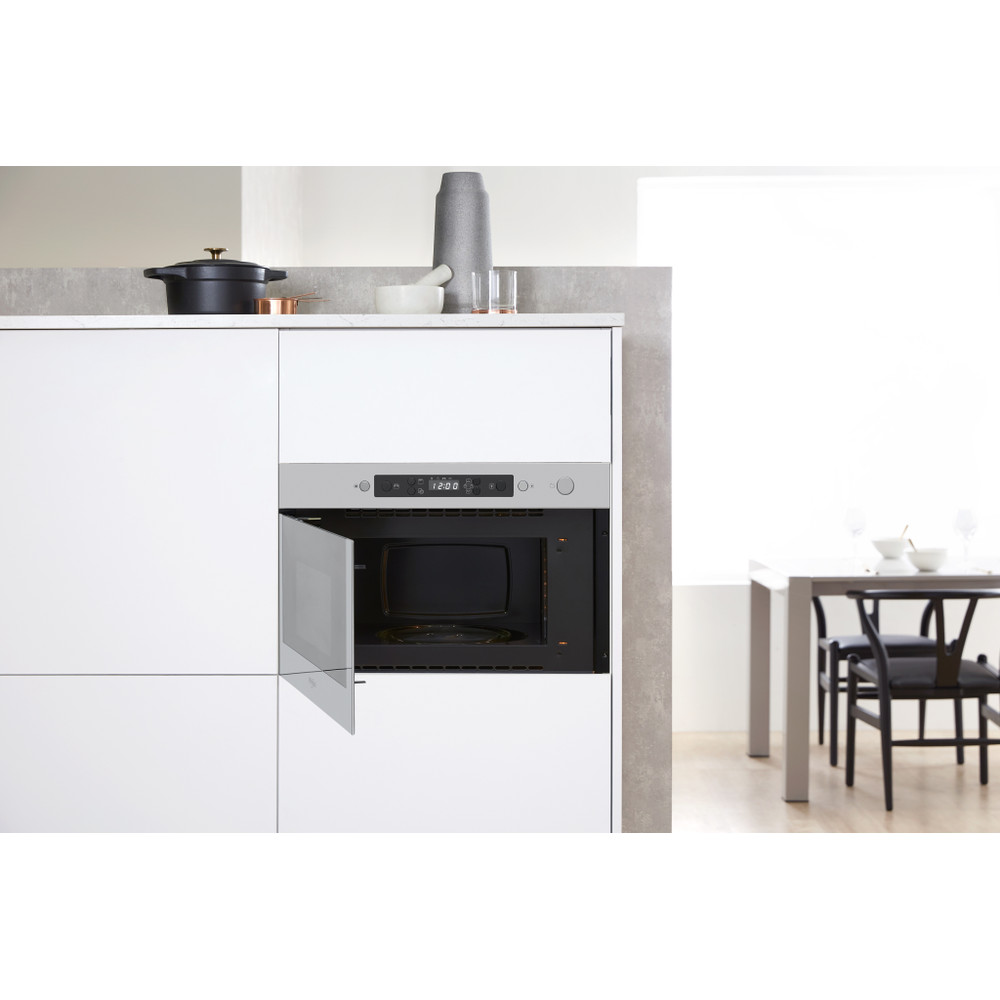 Whirlpool Mikrohullámú sütő Beépíthető AMW 423/IX Rozsdamentes acél Elektromos 22 Csak mikrohullám 750 Lifestyle frontal open