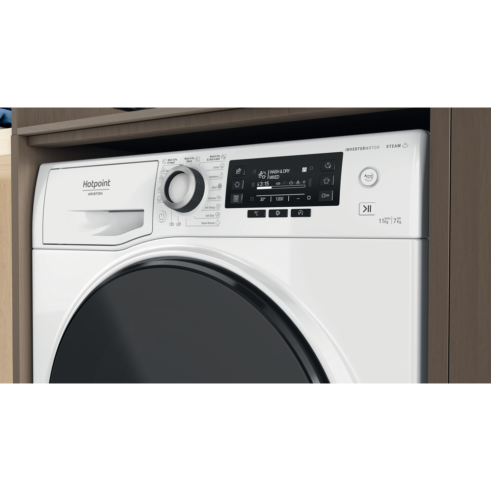 Hotpoint_Ariston Пералня със сушилня Свободностоящ NDD 11725 DA EE Бял Предно зареждане Lifestyle control panel