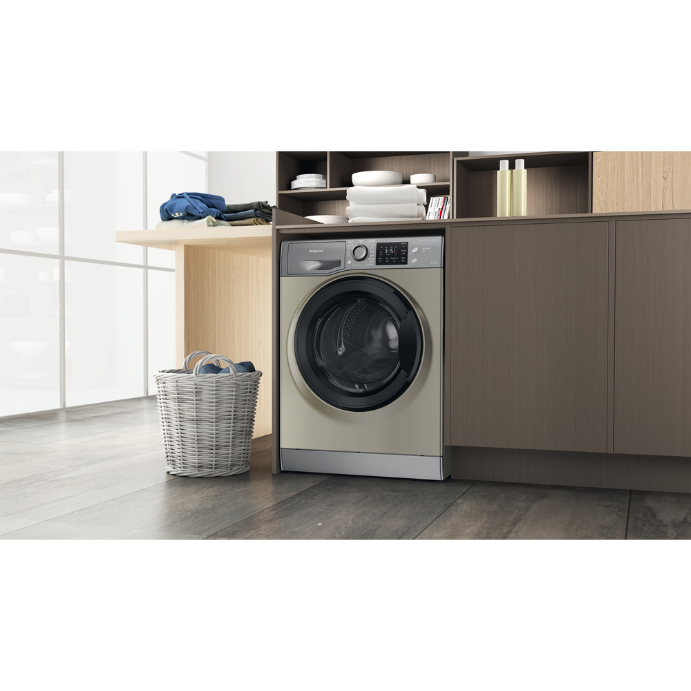 Hotpoint Washer dryer Free-standing NDB 9635 GK UK Graphite Front loader Lifestyle perspective