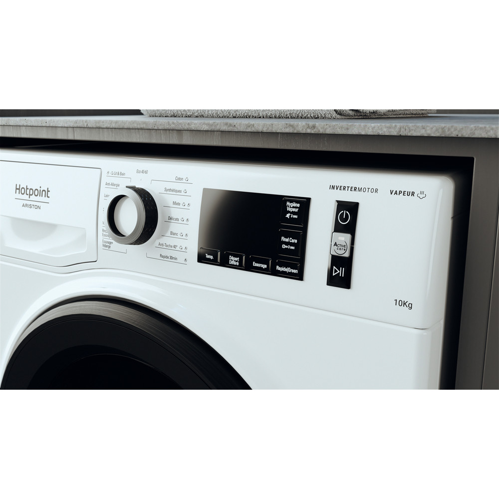 Hotpoint_Ariston Lave-linge Pose-libre NAM111044WMFR N Blanc Lave-linge frontal B Lifestyle control panel