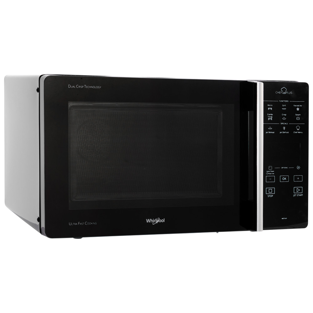 Whirlpool Mikrohullámú sütő Szabadonálló MCP 349 BL Fekete Elektromos 25 Mikrohullám-Kombi 800 Perspective