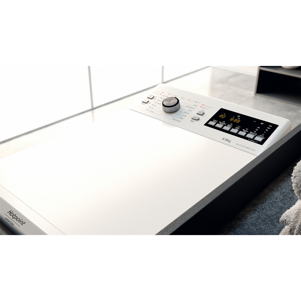 Hotpoint_Ariston Lave-linge Pose-libre WMTG 6524B FR/N Blanc Lave-linge top C Lifestyle perspective