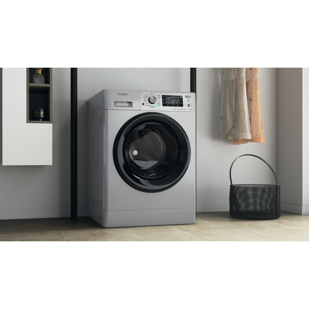 Whirlpool Máquina de lavar e secar roupa Livre Instalação FFWDD 1174269 SBV SPT Prata Carga Frontal Lifestyle perspective